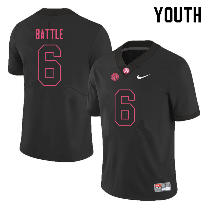 Youth #6 Jordan Battle Alabama Crimson Tide College Football Jerseys Sale-Black